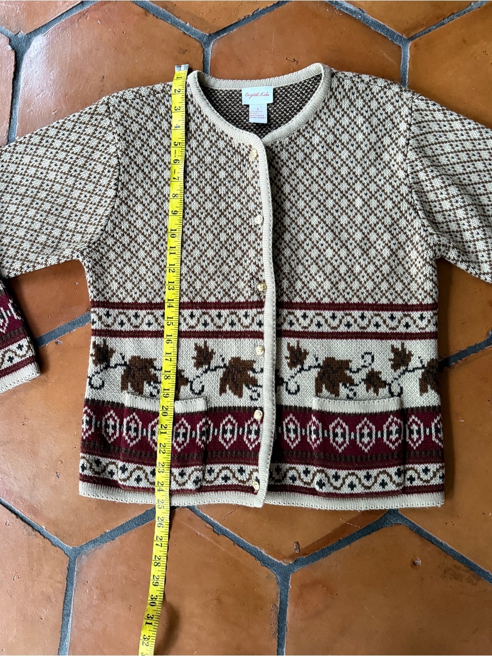 Vintage Women’s Fall Autumn Leaves Button Front Cardigan Sweater Cozy Soft Sz S - Picture 6 of 7